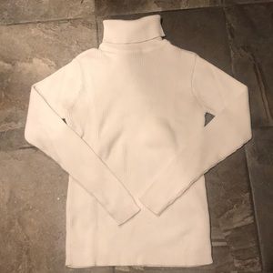 White rib knit turtleneck